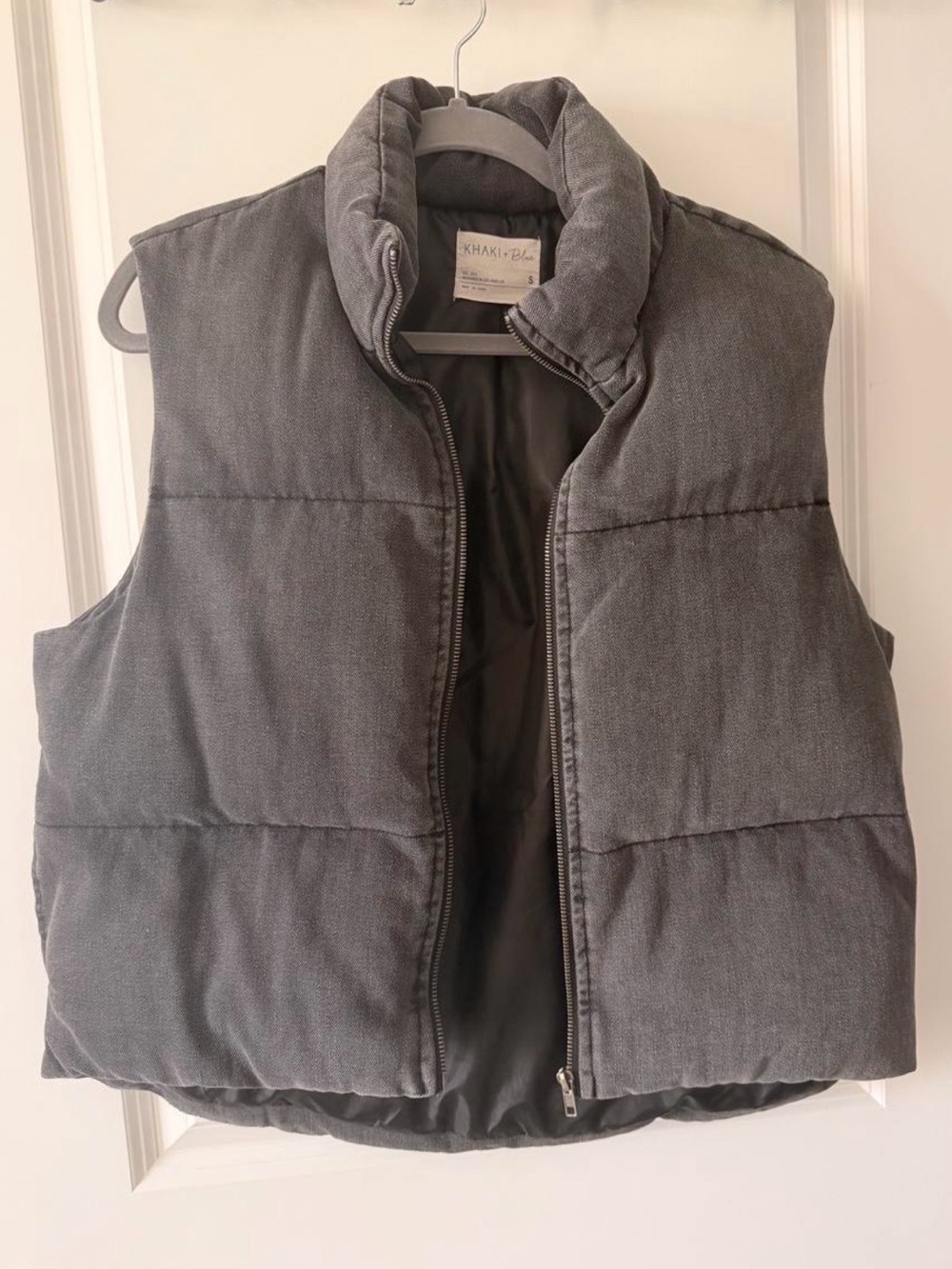 Padded Zip-Front Vest in Charcoal Gray